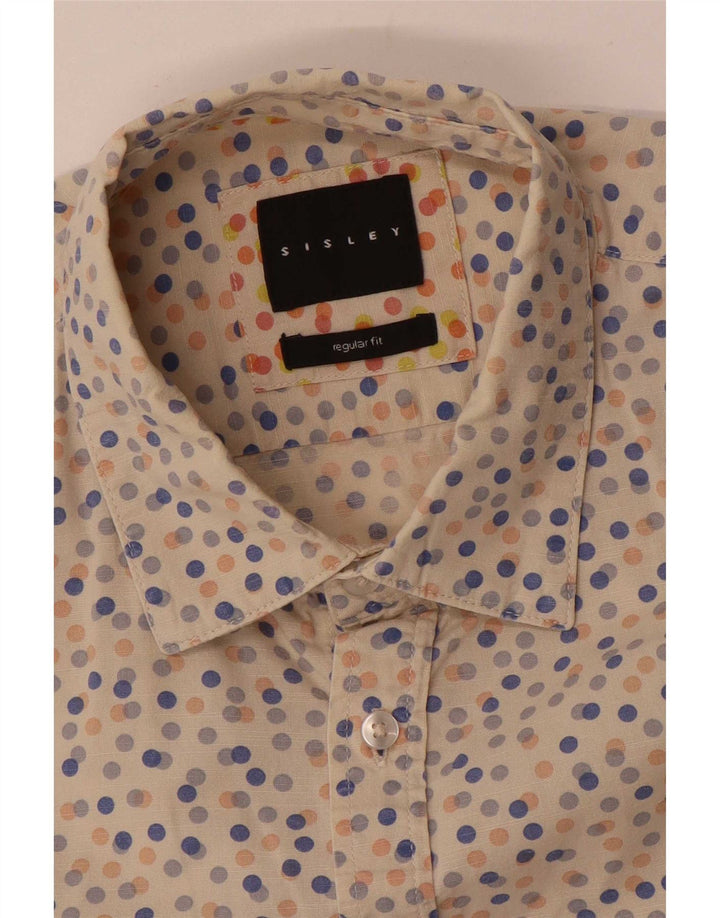 Camisa masculina Sisley Regular Fit médio bege manchado