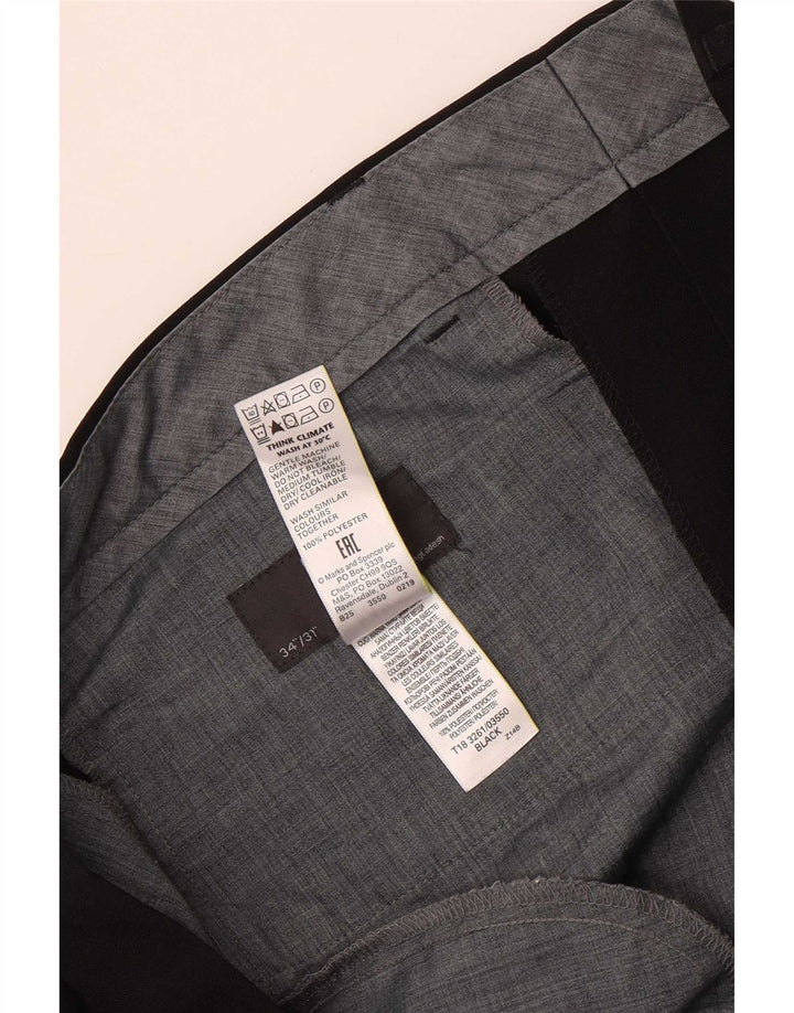 Calça masculina Marks & Spencer reta regular terno W34 L31 poliéster preto
