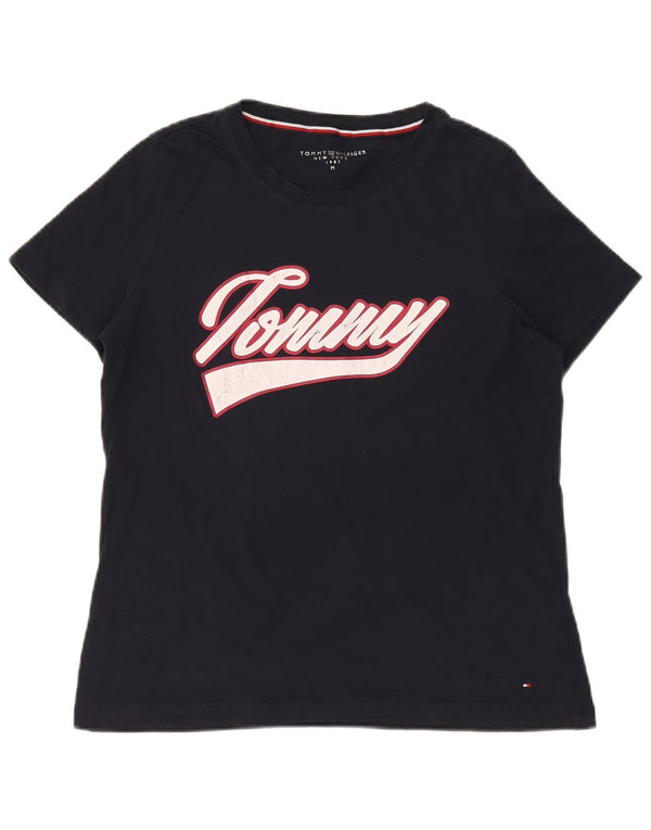 Camiseta feminina Tommy Hilfiger com estampa gráfica UK 14 algodão azul marinho médio