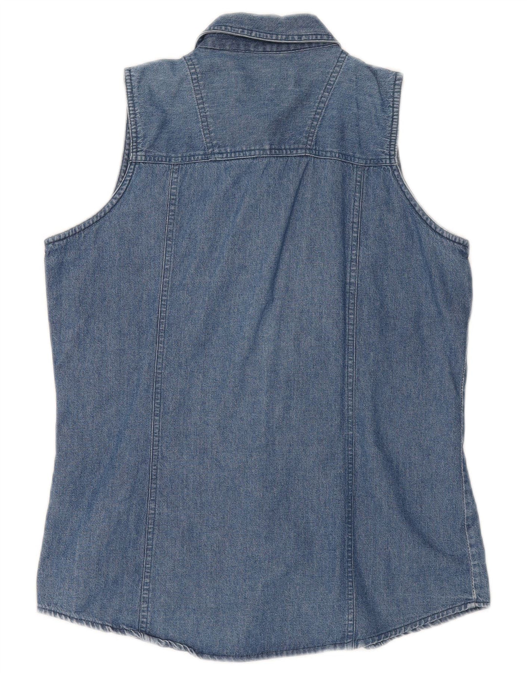Camisa jeans feminina sem mangas Brandon & C Reino Unido 14 azul médio