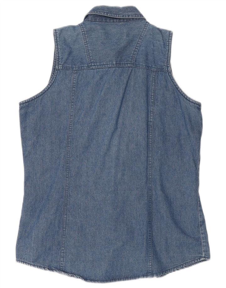 Camisa jeans feminina sem mangas Brandon & C Reino Unido 14 azul médio