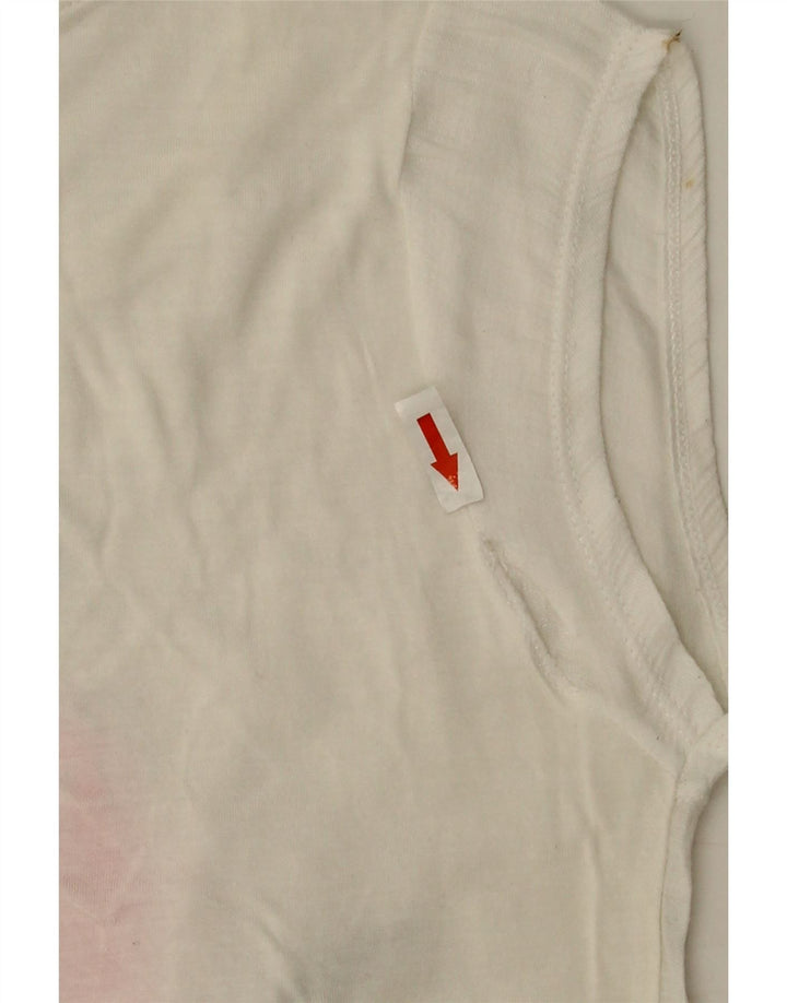 Camiseta feminina gráfica Zara Top UK 10 pequena branca