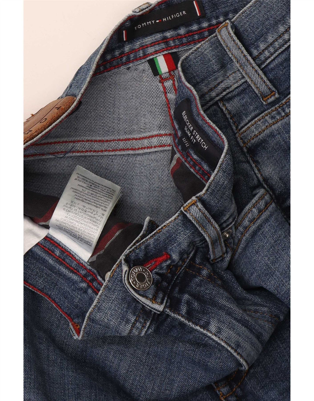 Tommy Hilfiger Masculino Bleecker Slim Jeans W32 L32 Azul Algodão