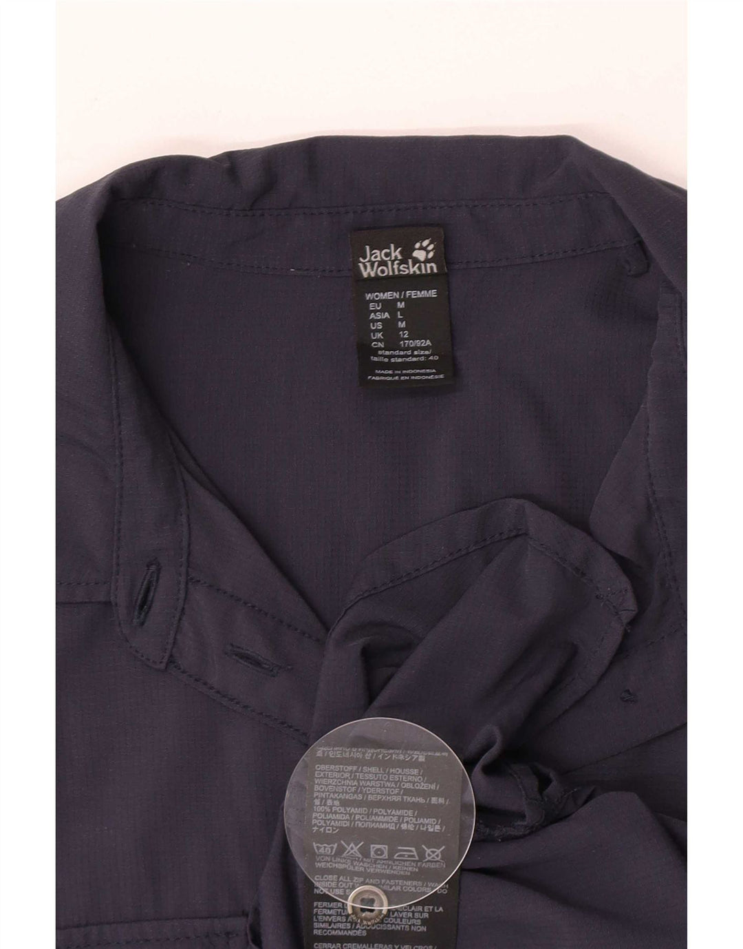 Camisa feminina Jack Wolfskin Reino Unido 12 médio azul marinho poliamida