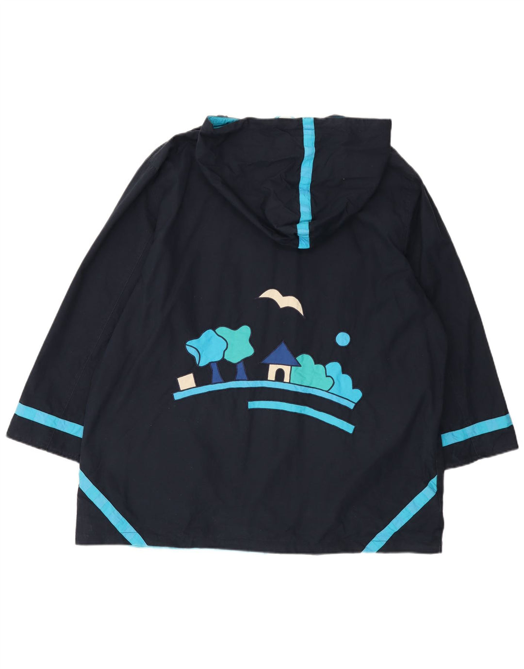 Casaco corta-vento feminino com capuz gráfico DW-SHOP Reino Unido 20 2XL algodão azul marinho