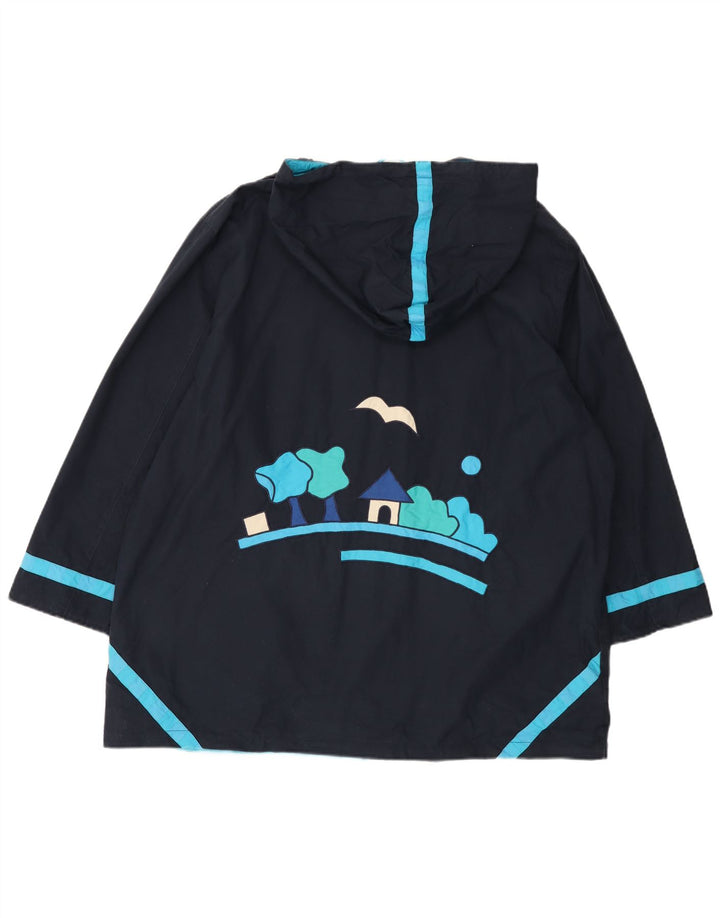 Casaco corta-vento feminino com capuz gráfico DW-SHOP Reino Unido 20 2XL algodão azul marinho