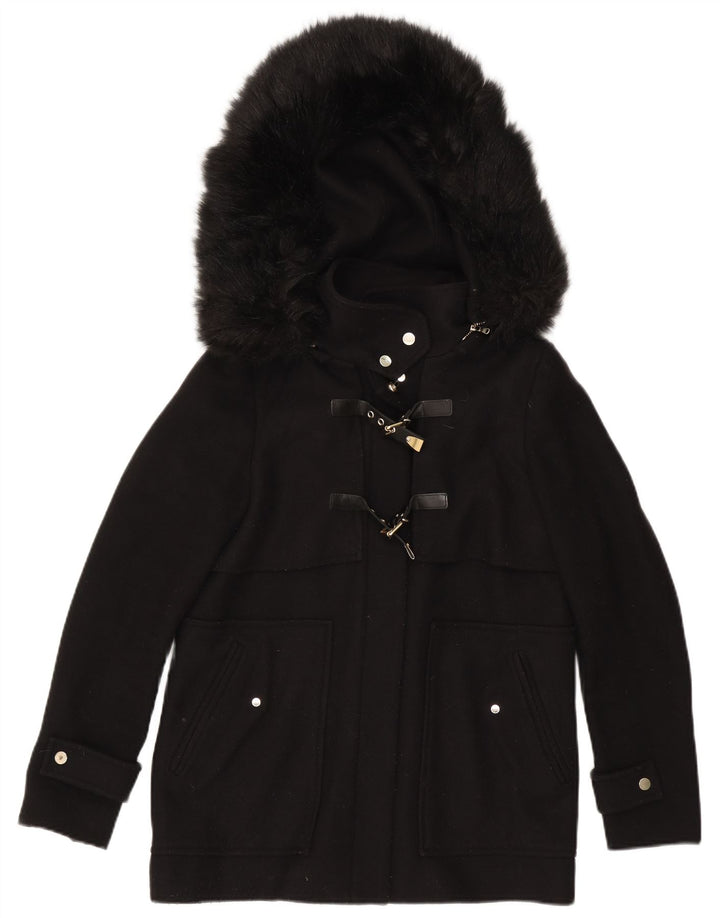 Jaqueta bomber com capuz feminino Zara UK 14 poliéster preto médio