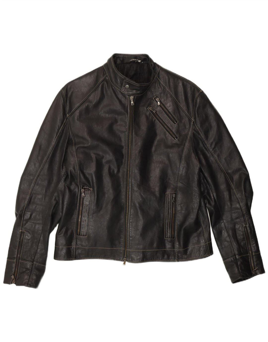 Jaqueta masculina VINTAGE de couro Racer UK 40 grande couro preto