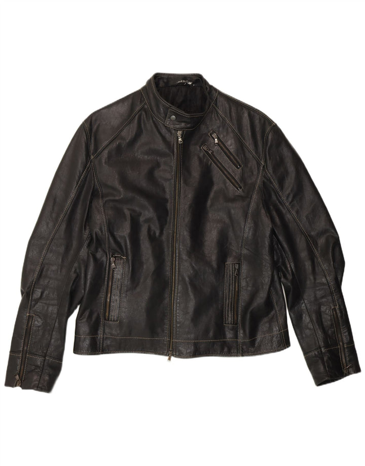 Jaqueta masculina VINTAGE de couro Racer UK 40 grande couro preto