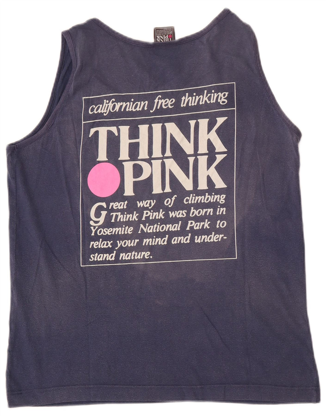 Colete gráfico masculino Think Pink, top pequeno de algodão azul marinho