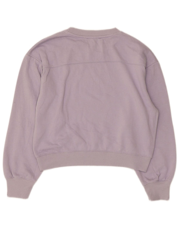 Zara Womens Crop Oversized Moletom Jumper Reino Unido 10 Pequeno Algodão Roxo