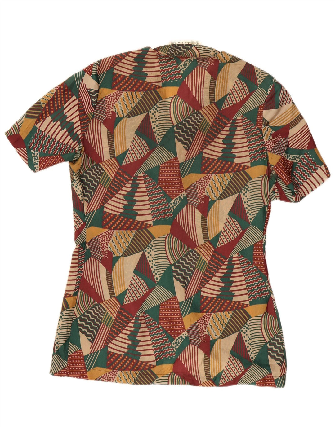 Camisa feminina vintage blusa IT 42 média multicolorida geométrica