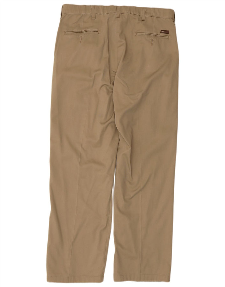 Lee Mens Custom Fit Pegged Chino Calças W36 L32 Algodão Bege