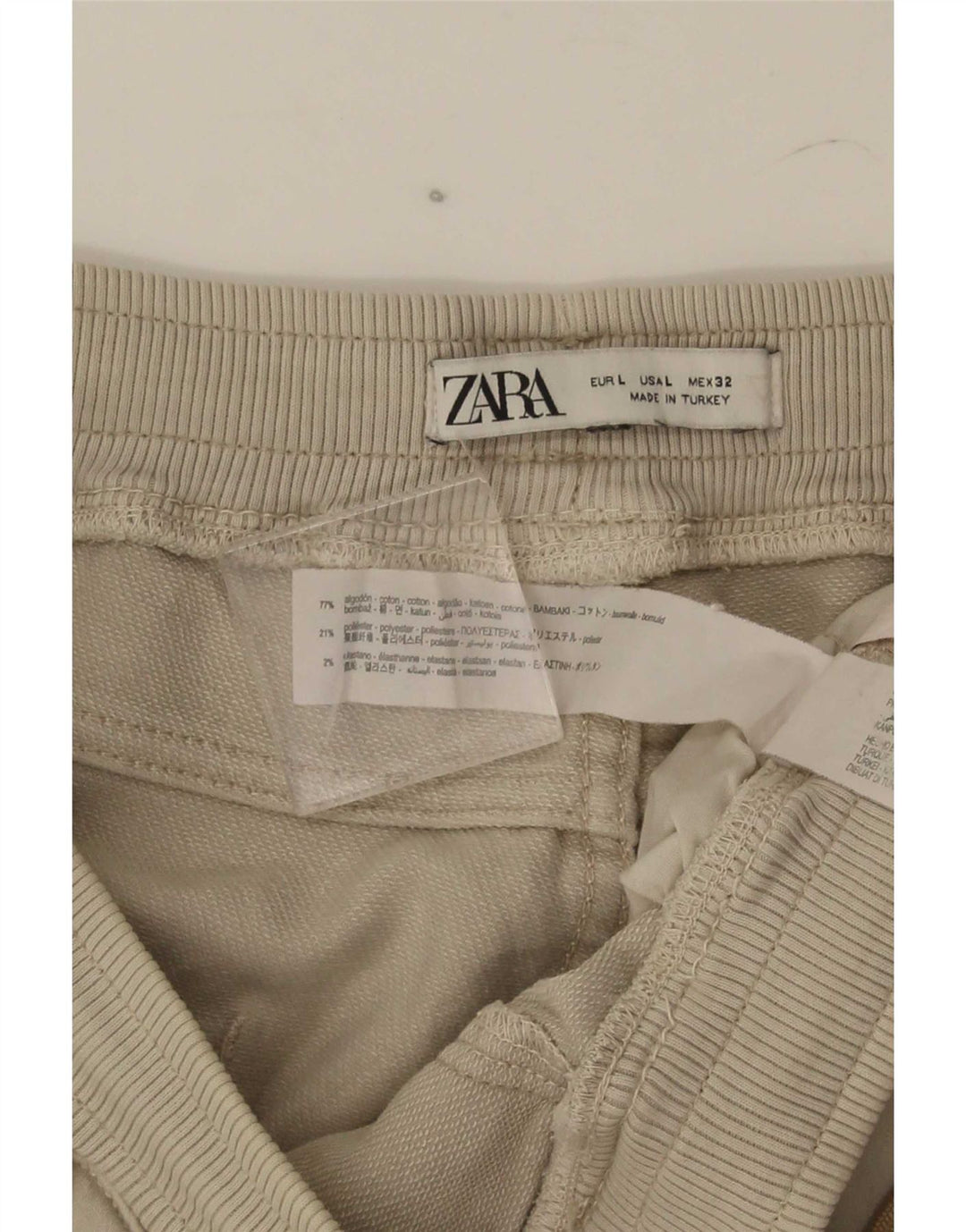 Zara Mens Cargo Shorts Grande W32 Algodão Bege
