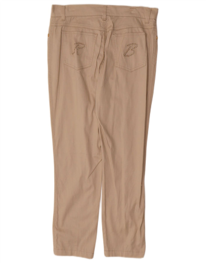 Calça feminina justa cortada ROCCOBAROCCO W30 L25 algodão bege
