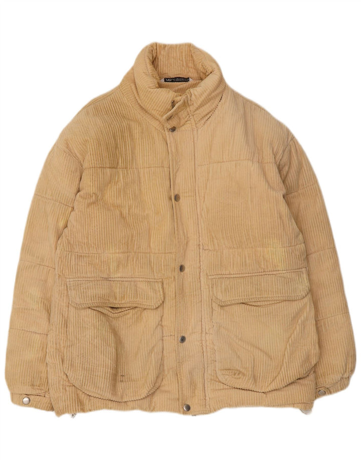 Jaqueta masculina de veludo cotelê Zara UK 38 poliéster bege pequeno