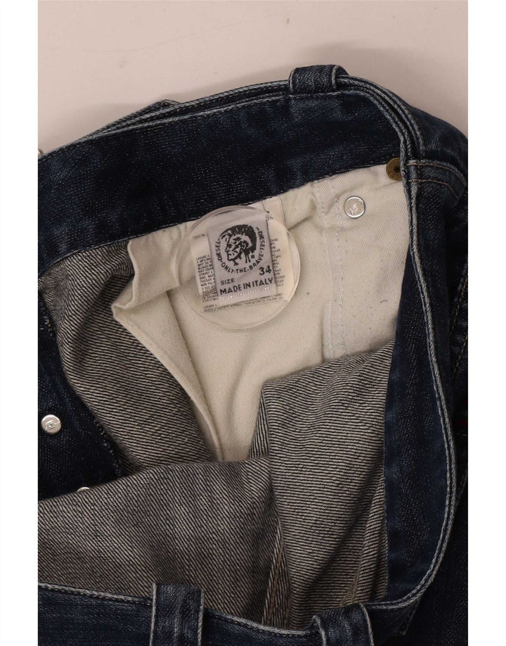 Diesel Mens Straight Jeans W34 L35 Azul Marinho Algodão