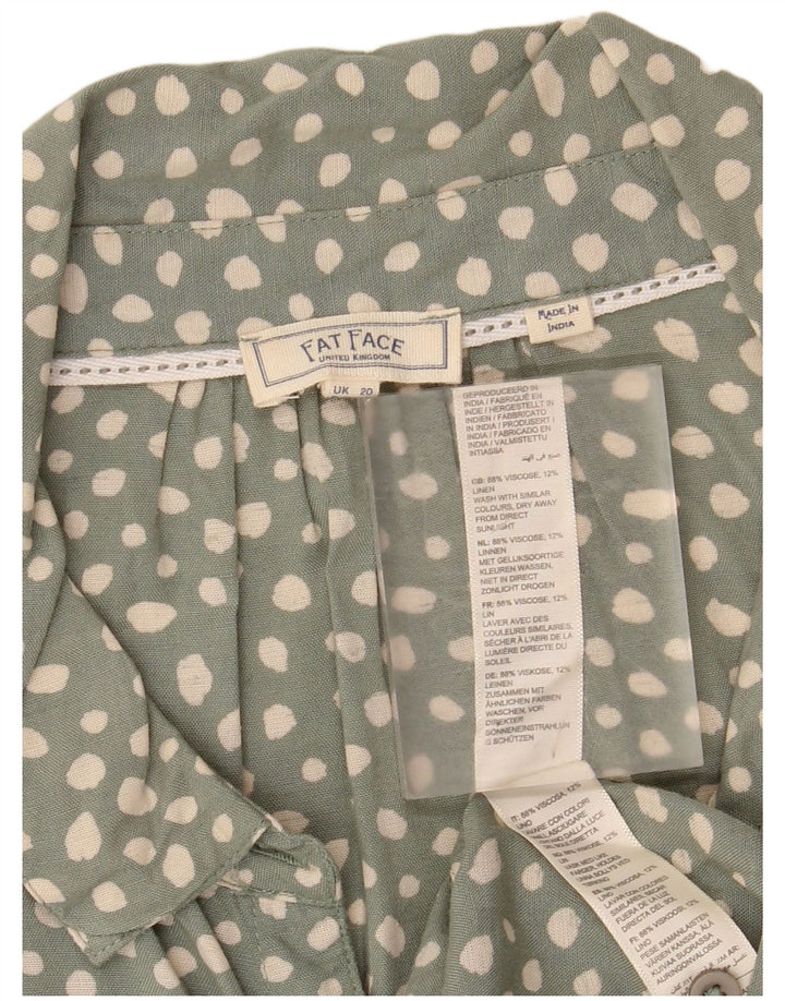 Blusa feminina com gravata frontal FAT FACE UK 20 2XL verde manchada