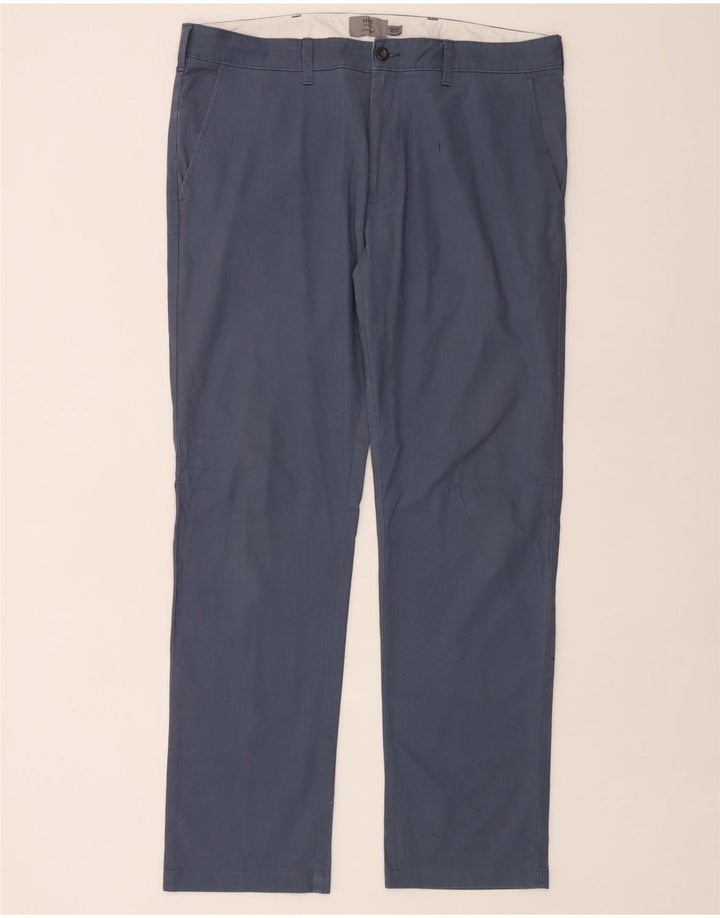 Calça chino reta masculina Marks & Spencer W38 L33 algodão azul