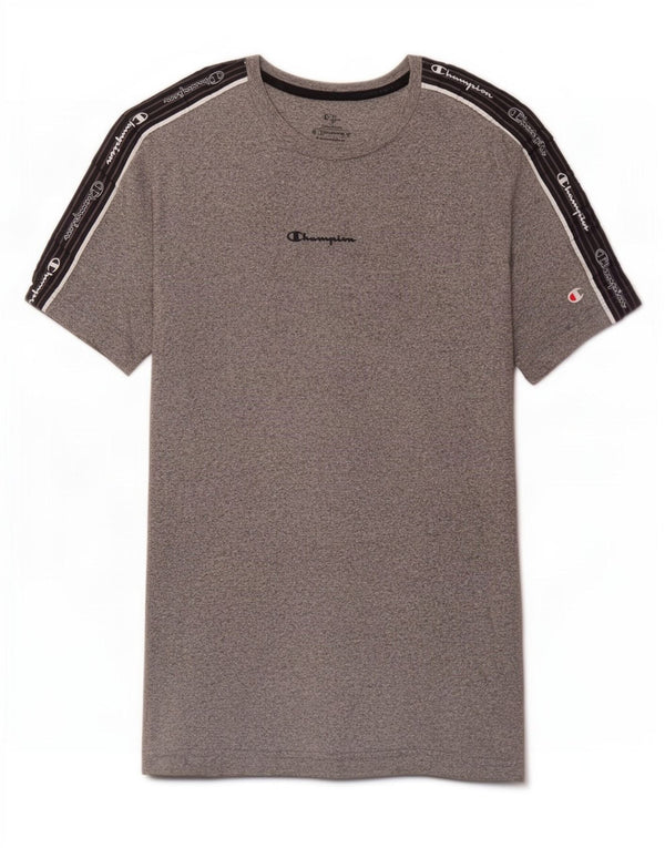 Camiseta gráfica masculina Champion Top cinza médio colorblock