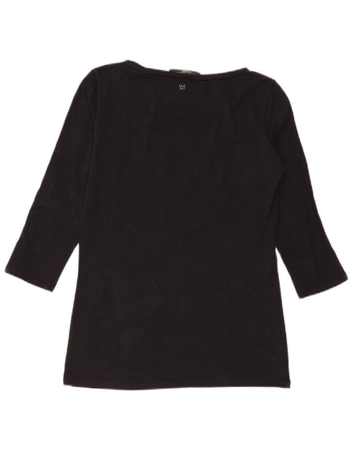 Top de fim de semana feminino Max Mara manga 3/4 Reino Unido 12 médio preto