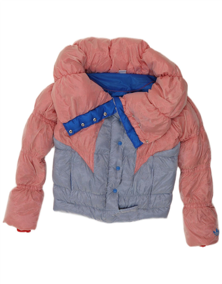Jaqueta acolchoada feminina Adidas UK 12 médio rosa colorblock poliamida