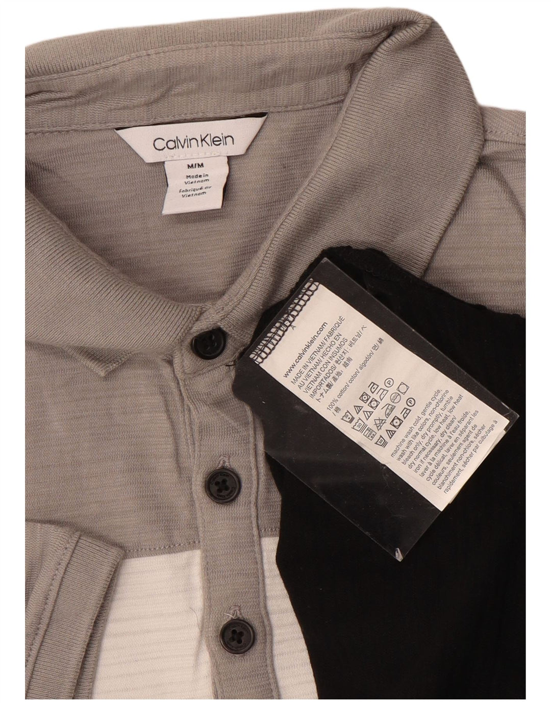 Camisa polo masculina CALVIN KLEIN médio preto colorblock algodão