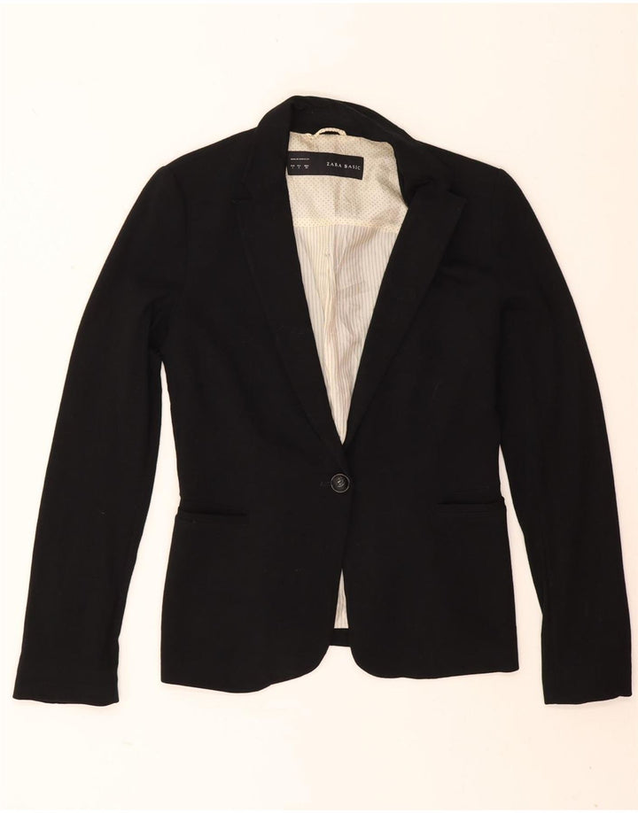 Jaqueta blazer feminina Zara com 1 botão Reino Unido 10 pequena viscose preta