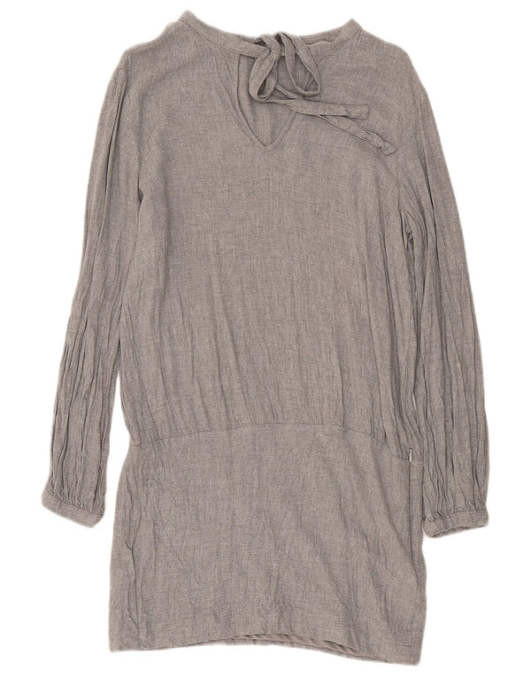 Vestido feminino Zara Trafaluc manga comprida cintura baixa Reino Unido 14 cinza médio