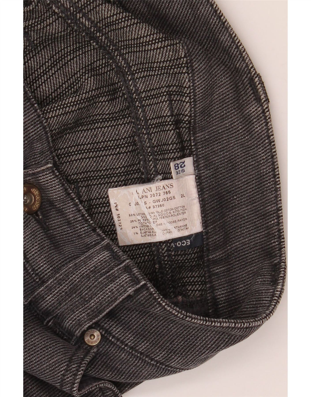 ARMANI Calça feminina casual cintura baixa reta W34 L34 listra cinza