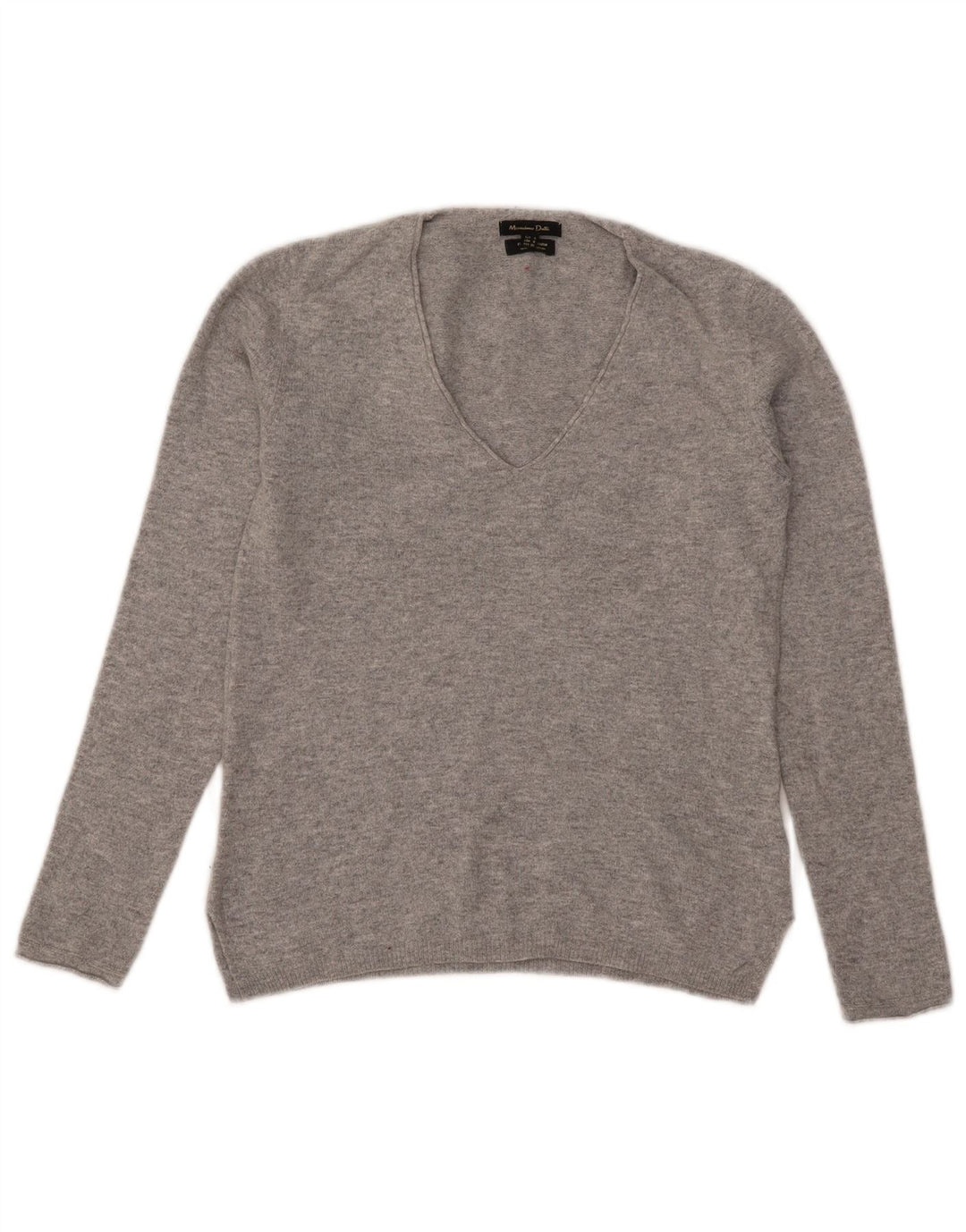 Suéter feminino MASSIMO DUTTI com decote em V Reino Unido 10 pequeno cinza manchado