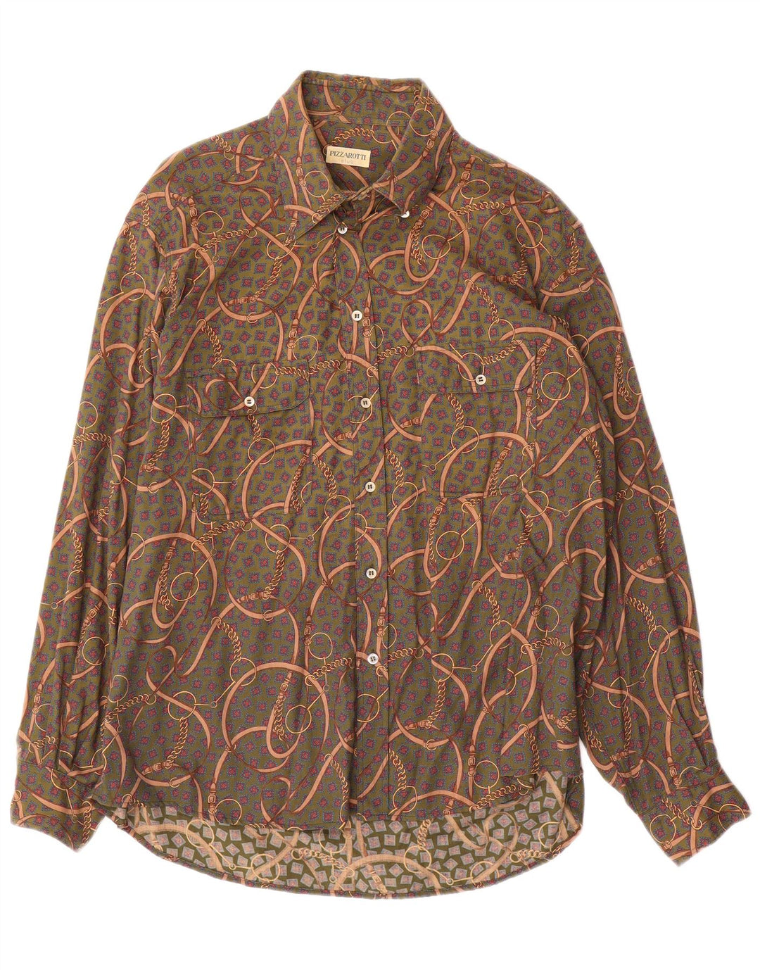 Camisa masculina com estampa abstrata Pizzarotti XL verde