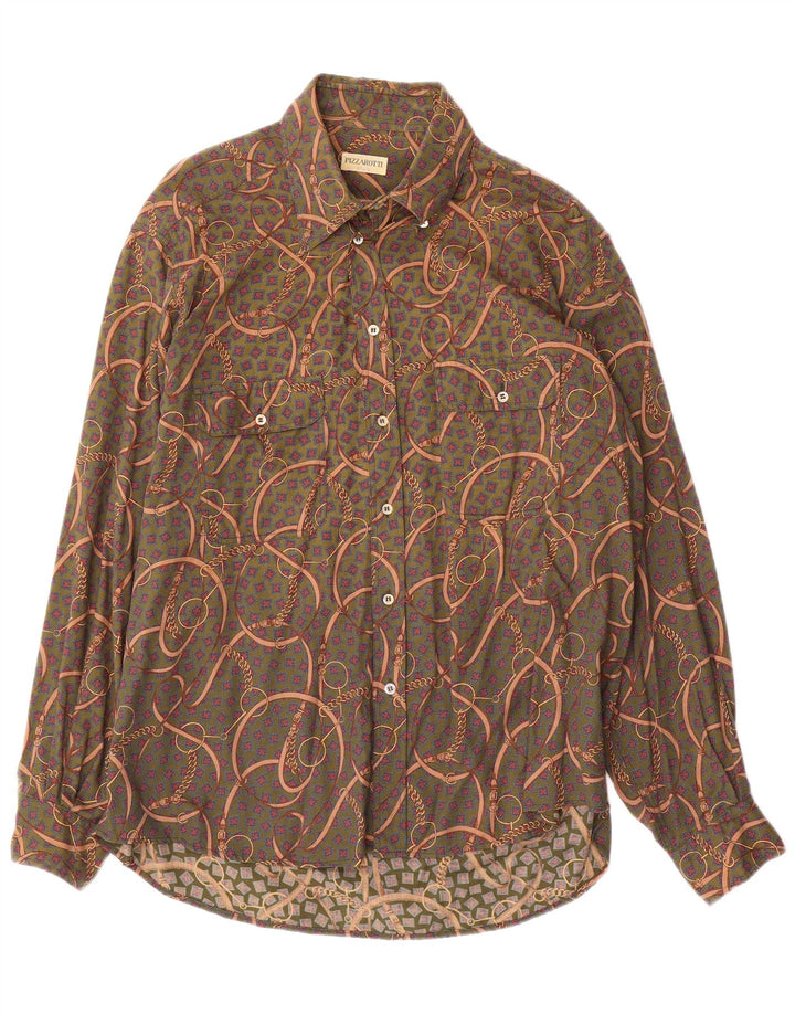 Camisa masculina com estampa abstrata Pizzarotti XL verde