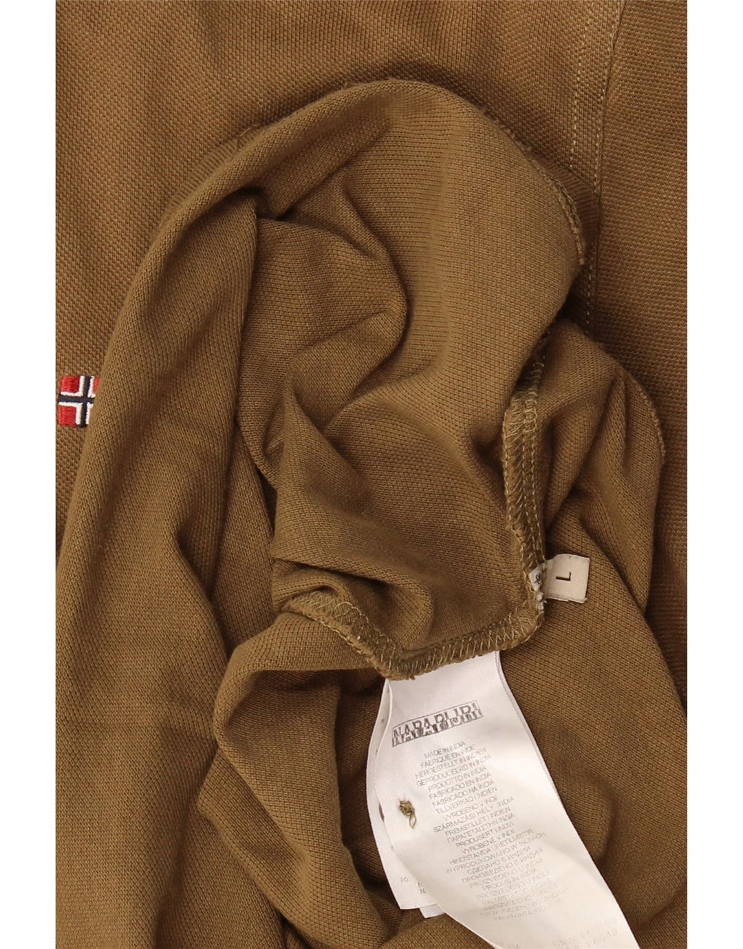 NAPAPIJRI Mens Polo Shirt Large Khaki Cotton