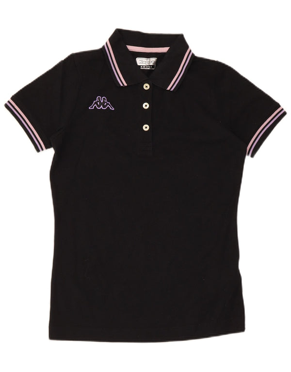 Camisa polo feminina Kappa UK 10 pequena algodão preto