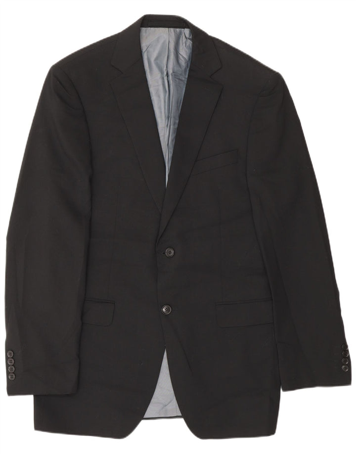 Jaqueta blazer masculina Marks & Spencer Longline 2 botões Reino Unido 36 pequena lã preta