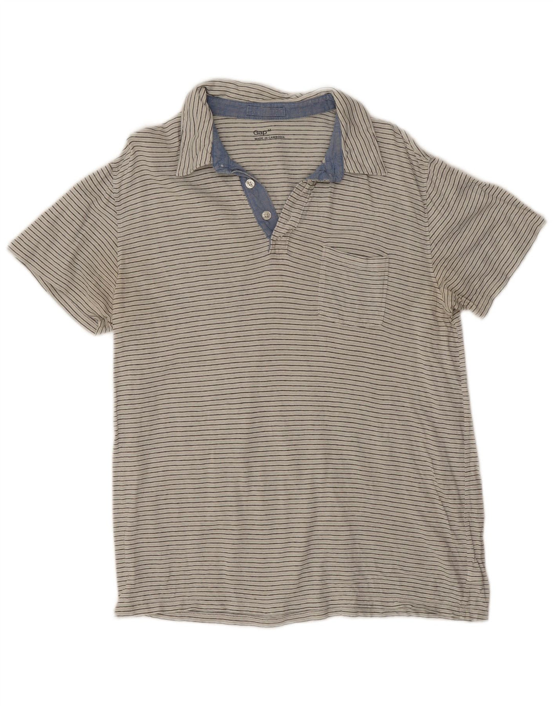 Camisa polo masculina Gap de algodão listrado branco médio