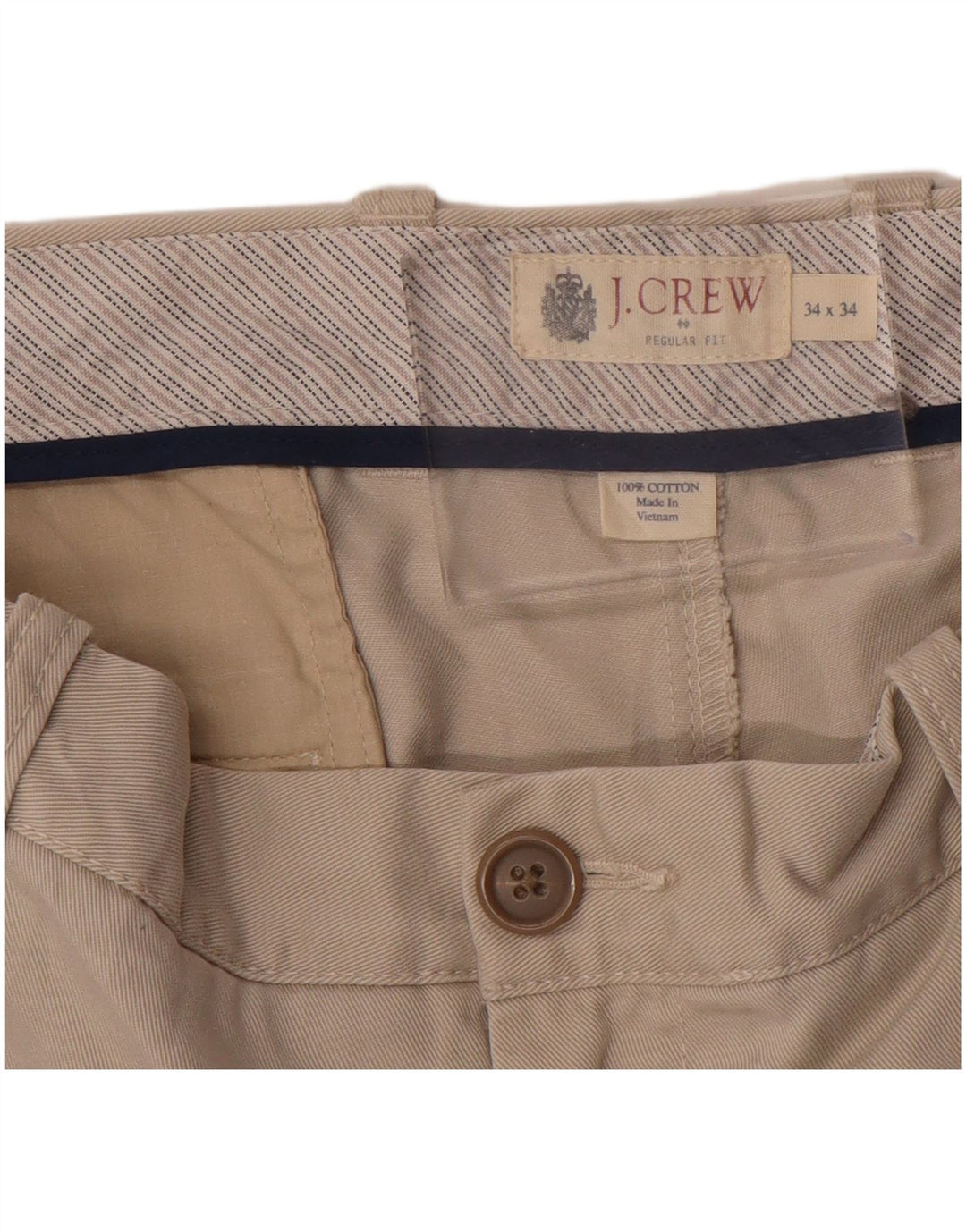 J. Crew Calça Chino Masculina Reta Regular Fit W34 L34 Algodão Bege