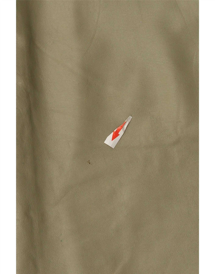 Saia feminina vintage de couro midi W32 grande cáqui