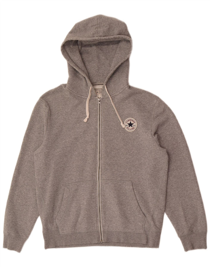 Suéter Converse masculino Chuck Taylor Zip com capuz cinza médio algodão manchado