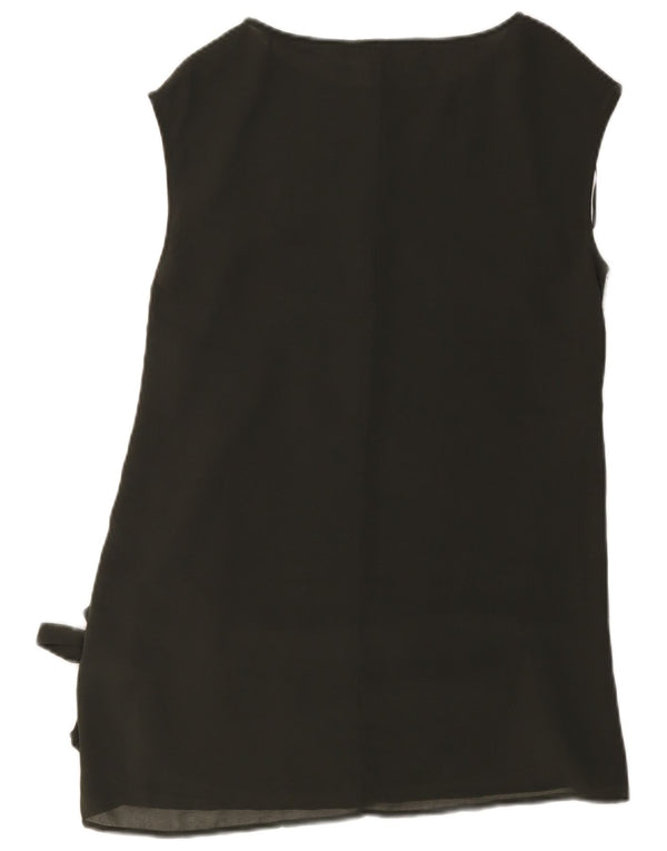 Vestido feminino MINT VELVET sem mangas UK 10 pequeno floral preto