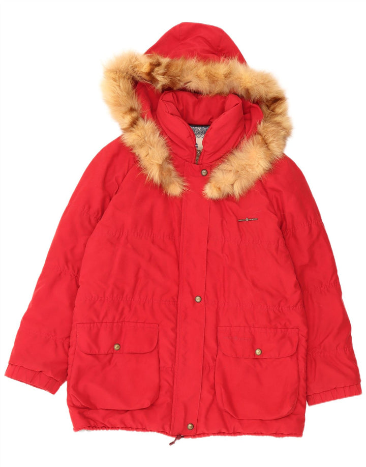 Marina Yachting Casaco feminino acolchoado com capuz e grandes dimensões UK 12 vermelho médio