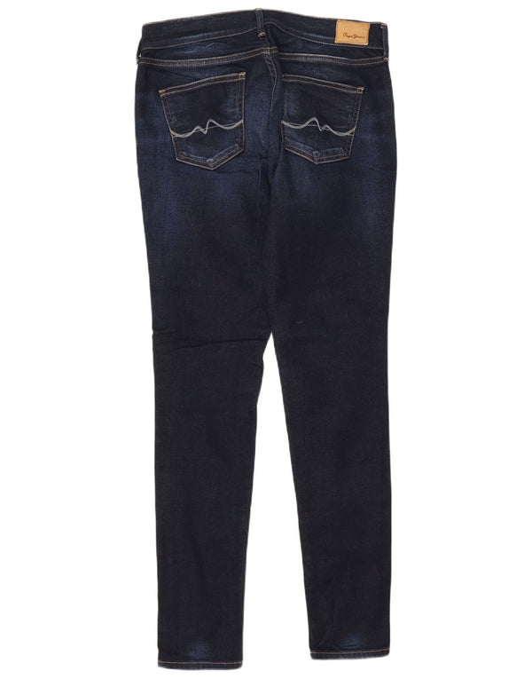 PEPE Jeans feminino cintura baixa slim skinny jeans W29 L30 azul marinho algodão