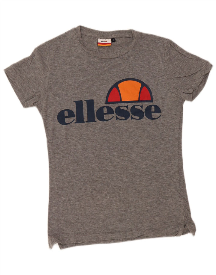 Camiseta feminina gráfica ELLESSE UK 10 algodão manchado cinza pequeno