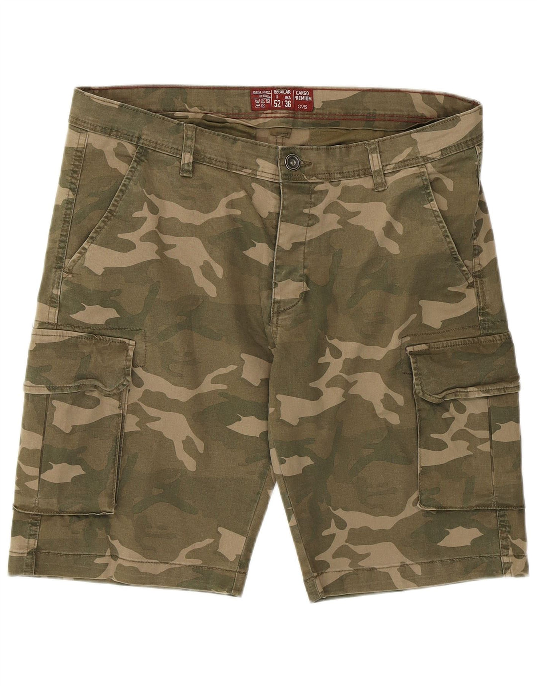 Shorts cargo masculino OVS W36 grande cáqui camuflado algodão exército