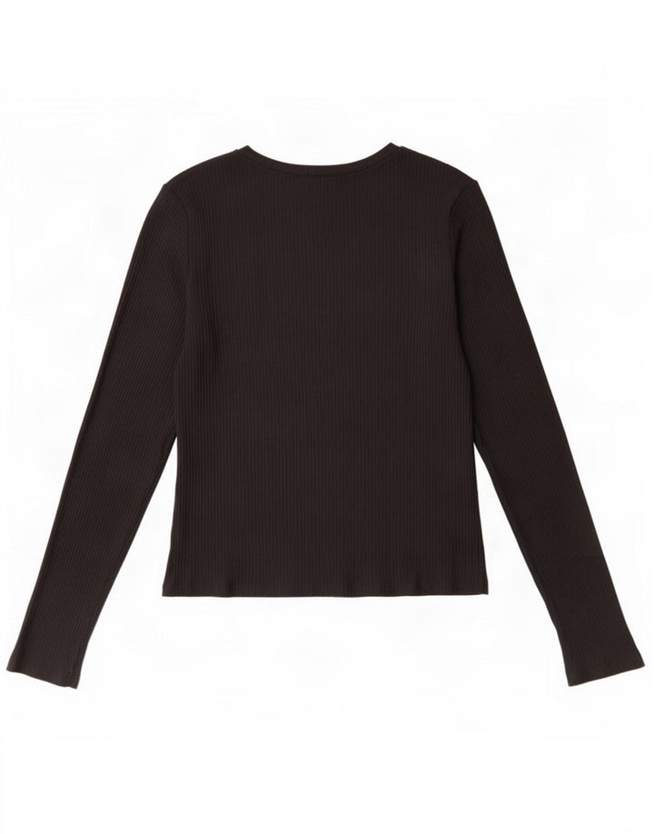 Zara Womens Crop Top Manga Longa Reino Unido 14 Grande Preto