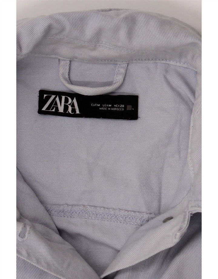 Zara Womens Oversized Utility Jacket UK 14 Médio Algodão Azul