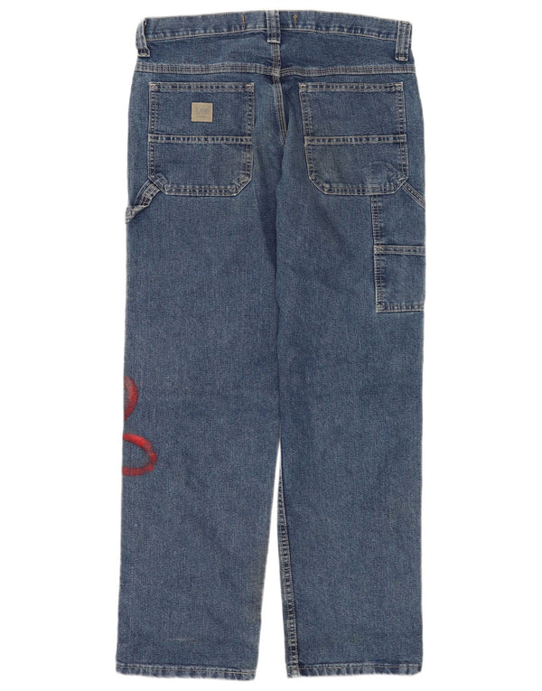 Lee Womens Cargo Straight Jeans W32 L30 Azul Floral Algodão