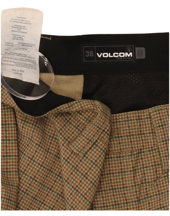 Volcom Mens Chino Shorts W38 XL Bege Houndstooth Poliéster