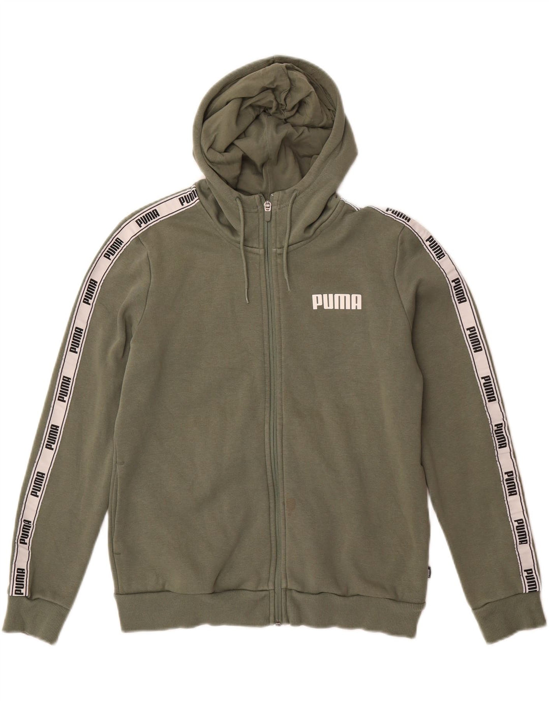 PUMA Womens Graphic Zip Hoodie Sweater UK 14 Medium Green Cotton Vintage Puma and Second-Hand Puma from Messina Hembry 